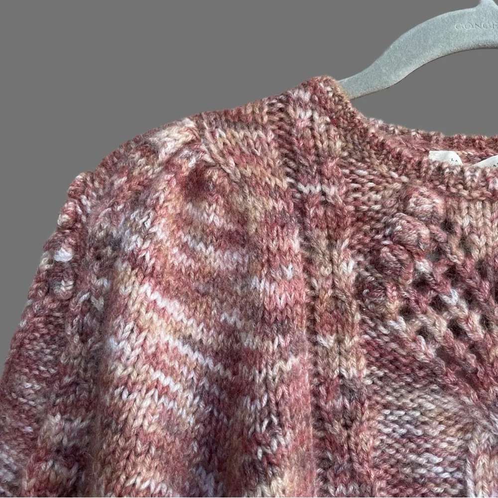 SEZANE NWT Red Mohair Wool Cable Knit Short
Puff Sleeve Sweater Giulia Jumper S - Picture 9 of 12